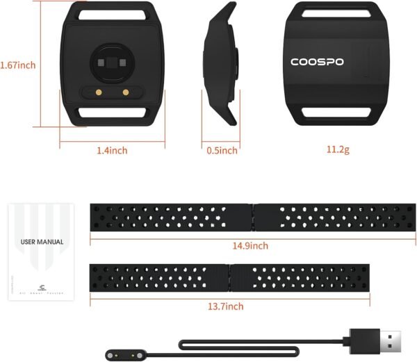 COOSPO Bluetooth Heart Rate Monitor Armband ANT+ Heart Rate Monitor Rechargeable HRM Sensor for Peloton Garmin Polar Wahoo Strava DDP Yoga (One More Free Armband) - Image 7