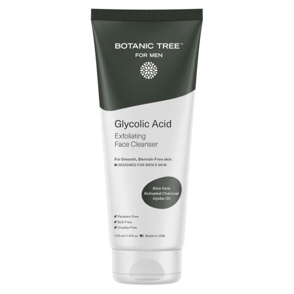 Botanic Tree Men's Face Wash with Glycolic Acid & Activated Charcoal (6oz.) - Deep Cleaning and Energizing Facial Exfoliating Cleanser… - Image 2