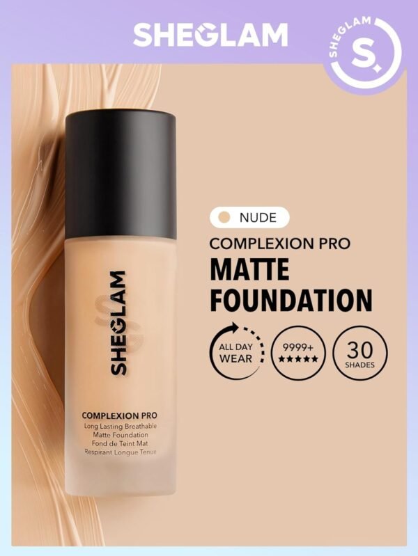 SHEGLAM Full Coverage Foundation Makeup Long Lasting Waterproof Matte Dewy Liquid Foundation - Nude - Image 3