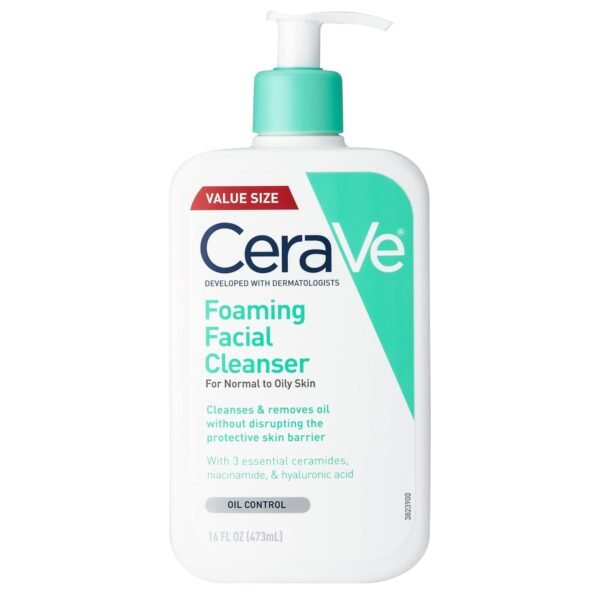 CeraVe Foaming Facial Cleanser, Daily Face Wash for Oily Skin with Hyaluronic Acid, Ceramides, and Niacinamide, Fragrance Free, 16 Fluid Ounce - Image 2