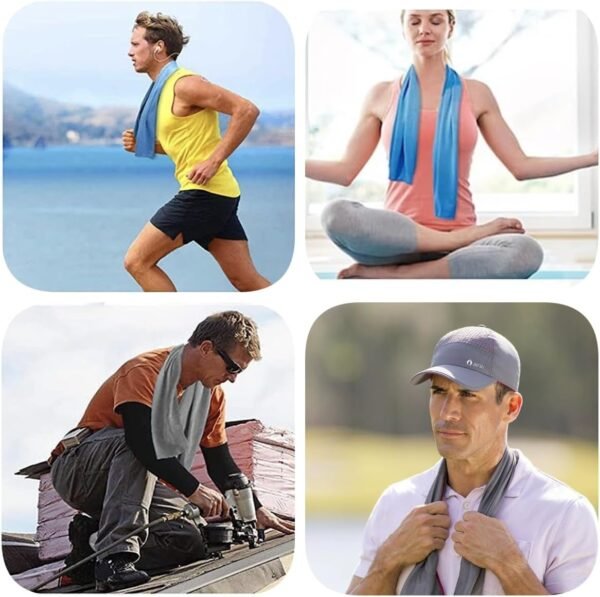 Cooling Towel[5 Pcs]-Sweat Towel,Gym Towel,Ice Towel Yoga Towel with Silicone Storage Bag,Basketball Towel,Camping Hiking Towels,Golf Cooling Towel（Green、Blue、Purple、Pink、Orange） - Image 6