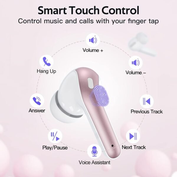 TAGRY Bluetooth Headphones True Wireless Earbuds 60H Playback LED Power Display Earphones with Wireless Charging Case IPX5 Waterproof in-Ear Ear buds with Mic for TV Smart Phone Laptop Computer Sports - Image 5