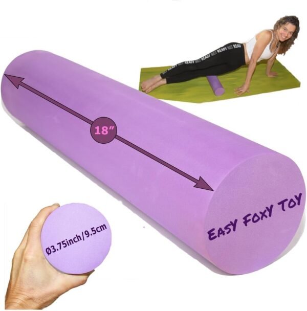 Small Size Medium Density EVA Foam Roller for Back & Leg Pain; Sore Muscle Recovery; Trigger Point Body Massage Roller Ø3.75 x18inch for Physical Therapy; Helps as Spine Cracker Stretcher - Image 2