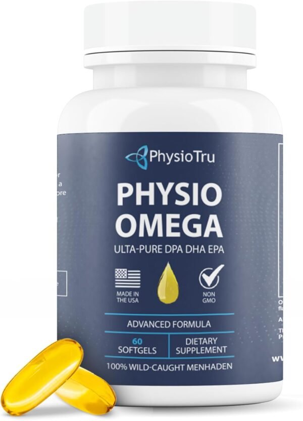 Physio Omega - Omega 3 Supplement - Sustainably Sourced - with DPA, EPA, and DHA - Burpless Fish Oil - 1 Pack - Image 2