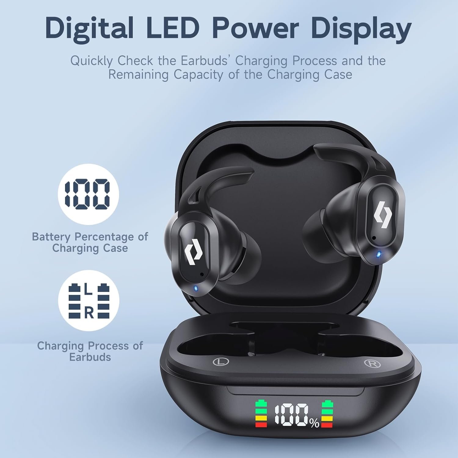 Wireless Ear buds Bluetooth Earbuds Wireless Charging Case Waterproof Headphones Built in Microphone Stereo Bass 64H Playback LED Power Display for iPhone Android Phones Computer Sports Gaming Workout - Image 6