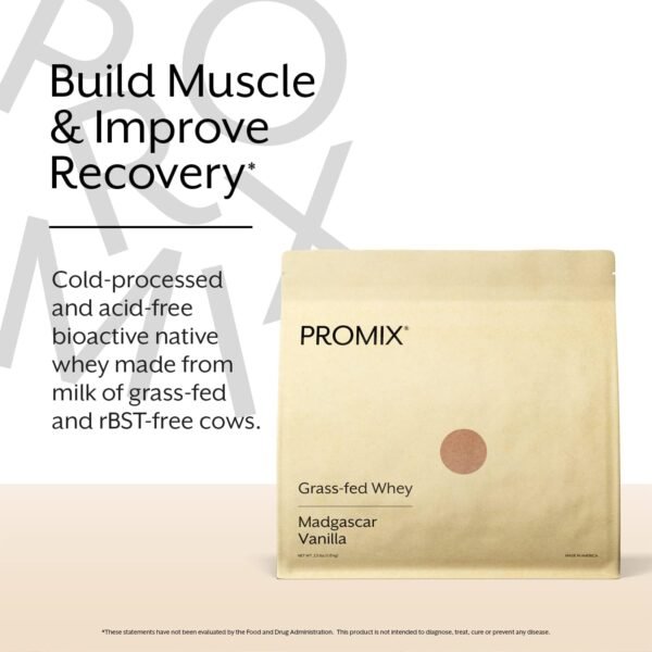 Promix Whey Protein Powder, Vanilla - 2.5lb Bulk - Grass-Fed & 100% All Natural - ­Post Workout Fitness & Nutrition Shakes, Smoothies, Baking & Cooking Recipes - Gluten-Free & Keto-Friendly - Image 3