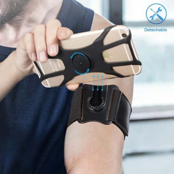 Running Armband Phone Holder, Arm&Wrist Phone Holder with 2 Different Lengths Strap Fit for Men Women Keep Your Phone Secure, Separable 360°Adjustable Phone Armband for Workout Running Jogging - Image 3