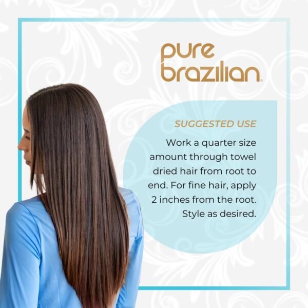 Pure Brazilian Anti-Frizz Daily Leave-In Serum, Strengthening Hair Treatment to Fortify & Protect from Heat & UVA/UVB, 13.5 Ounce (400 Milliliter) - Image 5