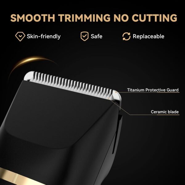 Body Hair Trimmer for Men - Manscape Pubic Groin and Ball Hair Shaver with Replaceable Ceramic Blade, Type-C Rechargeable Dock & Nose Hair Trimmer Head, Waterproof Electric Razor for Men Body Groomer - Image 3