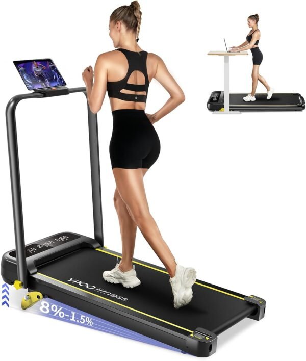 Foldable Treadmill with Incline, Walking Pad with Handle Bar 3 Level Incline, Portable Folding Treadmills for Home/Office 300 Lbs Capacity, Quiet Desk Treadmill with Remote Control & APP - Image 2