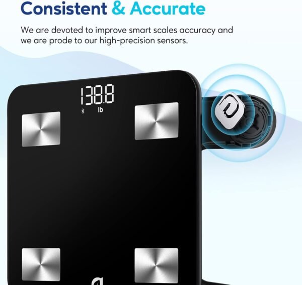 arboleaf Scale for Body Weight, Accurate Smart Digital Weight Bluetooth Bathroom Scale, 14 Body Composition Analysis, 400lbs, Black - Image 5