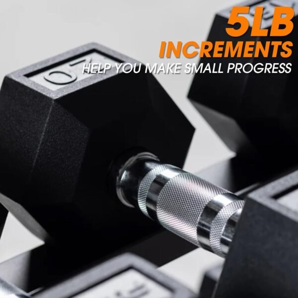 Mikolo Dumbbell Sets with Rack, Rubber Hex Dumbbells, Multiple Choices in 160/200/380/450/550LB, Hand Weights with Chrome Handle for Strength Training - Image 8