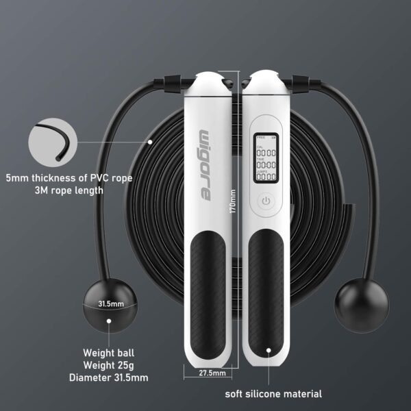 Jump Rope,Ropeless jump ropes weighted with counter for fitness,Home, Indoor or Outdoor exercise use,Workout,Crossfit,Gym,Cordless jump rope for Women,Men, Adults, Kids - Image 3
