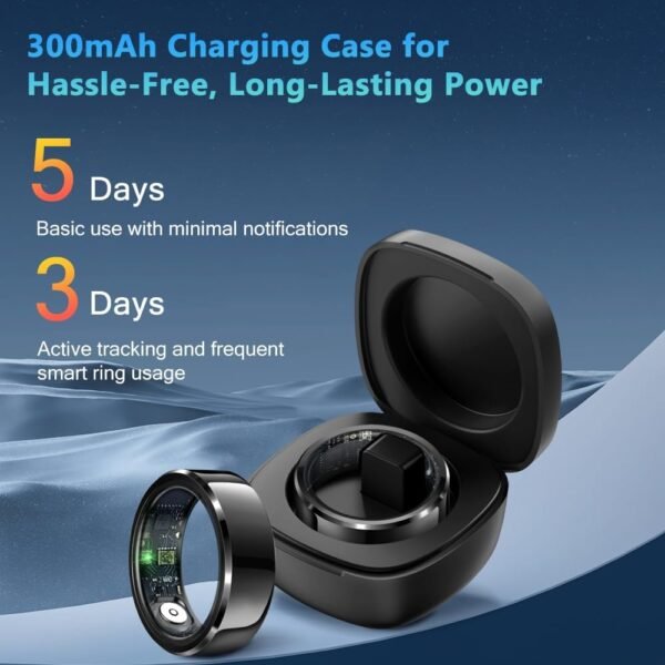Smart Ring Health Tracker for Men Women with Charging Case, Waterproof Fitness Ring, Bluetooth Connected Health Ring, Activity Tracker Records Steps Distance Calories, Compatible with Android & iOS - Image 7
