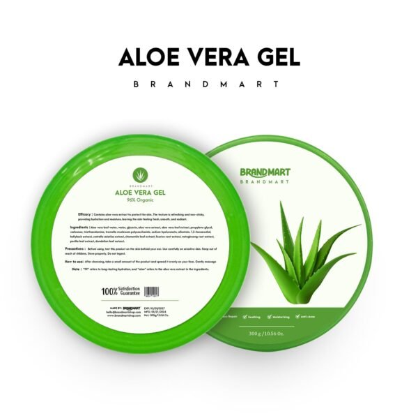 Organic Aloe Vera Gel for Face, Body Skin, Hair & Sunburn Relief, 96% Pure Aloe Vera Gel for Soothing, Hydration, Calming Moisturizer for After Sun Skin Care (300 ml) - Image 5