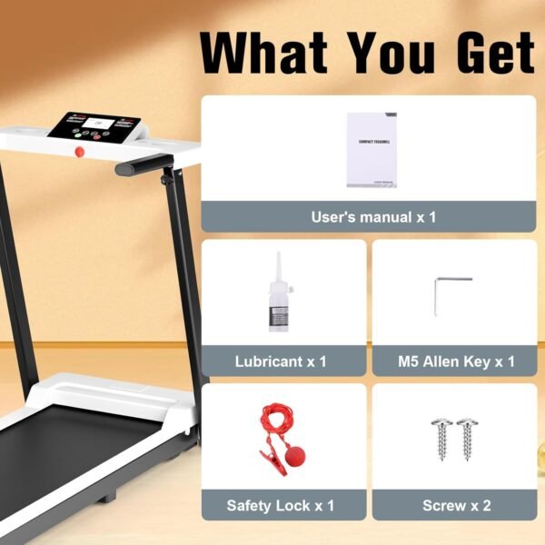 Folding Treadmill, 300LBS Capacity Compact Running Machine with LED Display, 3.0HP for Walking, Jogging & Running, Portable Treadmills for Home & Office Use - Image 9
