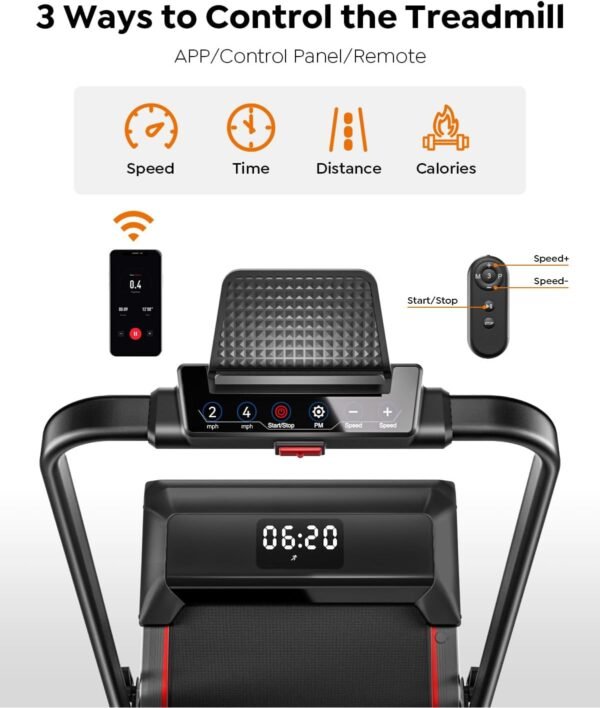 Walking Pad Treadmill with Incline, 2 in 1 Foldable Treadmills for Home Small Office, 300lbs Portable Compact Under Desk Treadmill with App, Remote Control and LED Display - Image 6