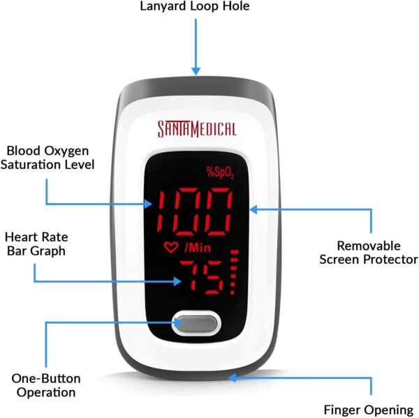 Fingertip Pulse Oximeter, Blood Oxygen Saturation Monitor (SpO2) with Pulse Rate Measurements and Pulse Bar Graph, Portable Digital Reading LED Display, Batteries and Carry Case Included - Image 4