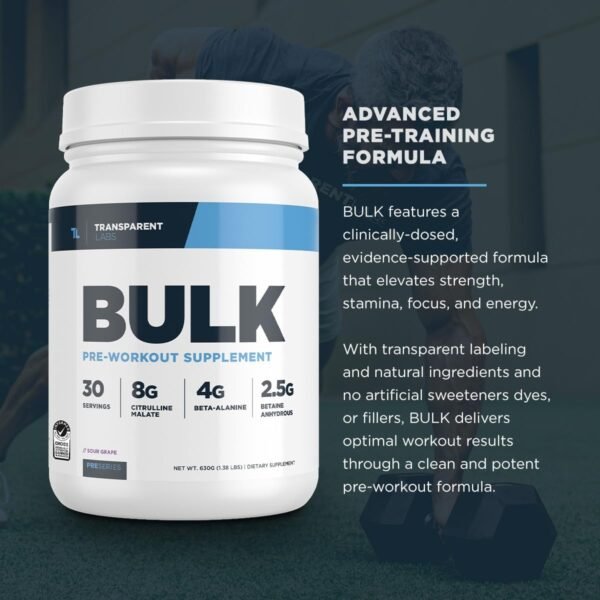 Transparent Labs Bulk Pre Workout Powder - Naturally Sweetened Advanced Pre-Workout Formula for Muscle Building and Strength - 30 Servings, Strawberry Kiwi - Image 5