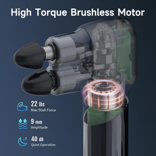 Mini Massage Gun with Double Heads, Deep Tissue Percussion Muscle Massage Gun for Therapy and Relaxation, Portable Handheld Massager Gun for Athletes Relieving Pain, Soreness and Stiffness - Image 6