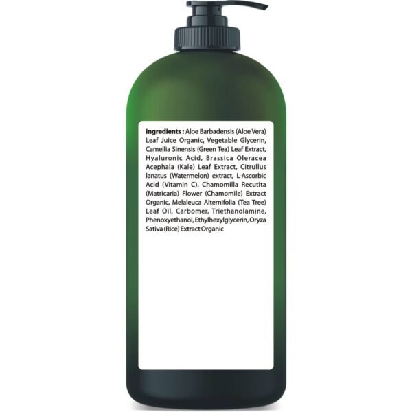 Aloe vera Gel - from 100% Pure Organic Aloe - Natural Raw Moisturizer for Face, Body, Hair. Perfect for Sunburn, Acne, Razor Bumps 16.9 fl oz (Tea Tree, Superfood, Hyaluronic Acid) - Image 3
