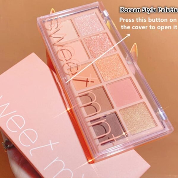 Go Ho 10 Colors Eyeshadow Palette,Matte&Glitter&Shimmer Eyeshadow Korean Makeup,Long Lasting Blendable Shades,Naturing-Looking,Waterproof Cool Eye Shadow Makeup Palette,01 - Image 3