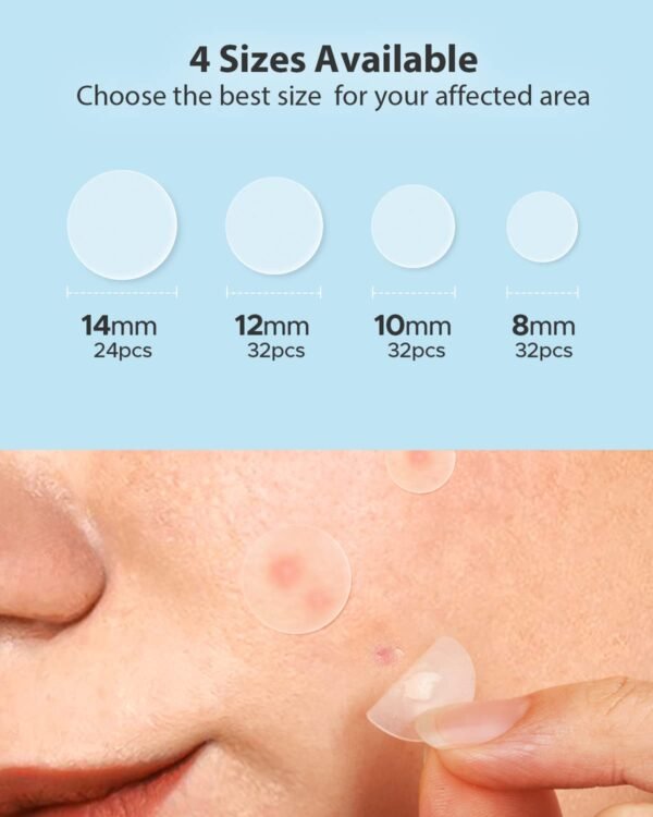 LitBear Acne Pimple Patches- Day and Night 4 Sizes 180 Dots Thin & Thick Hydrocolloid Patches with Witch Hazel, Tea Tree & Calendula Oil, Extra Adhesion for Face Zit Patch Dots - Image 6