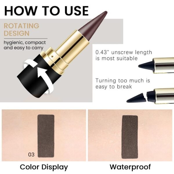 AMY'S DIARY Brown Gel Eyeliner Pencil,Waterproof Smudge Proof Eye Liner Pen,Cat Eye Goth Halloween Makeup,Eye Face Paint Lipstick Crayon,Color Colorful Eyeliner Eyeshadow Stick (brown) - Image 7