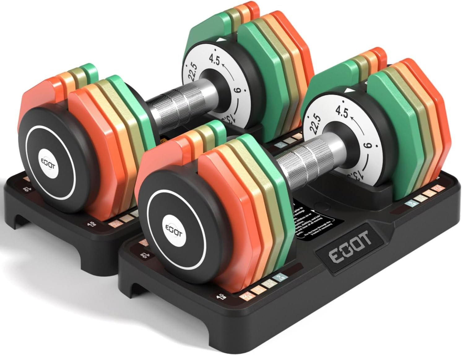 Adjustable Dumbbells Set of 2, 12.5LB/22.5LB 5 in 1 Free Adjustable Dumbbell Set with Anti-Slip Handle & Rainbow-colored Weight Plates for Home Gym, Weight Set for Women Men - Image 2