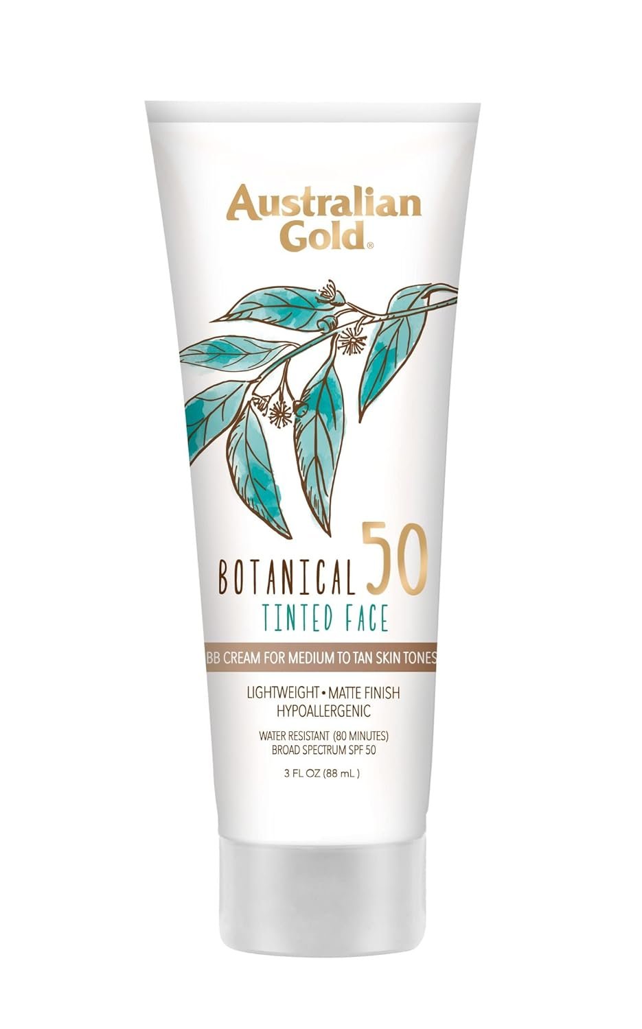 Australian Gold Botanical SPF 50 Tinted Mineral Sunscreen for Face, Non-Chemical BB Cream, Water-Resistant, Matte Finish, For Sensitive Facial Skin, Medium to Tan Skin Tones, 3 FL Oz - Image 2