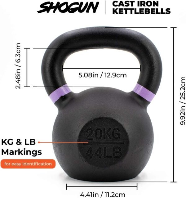Shogun Cast Iron Kettlebell with LB and KG Markings - Premium Quality Kettlebells Constructed from Cast Iron- Enhance Your Strength Training with this Versatile and Reliable Kettlebell - Image 3