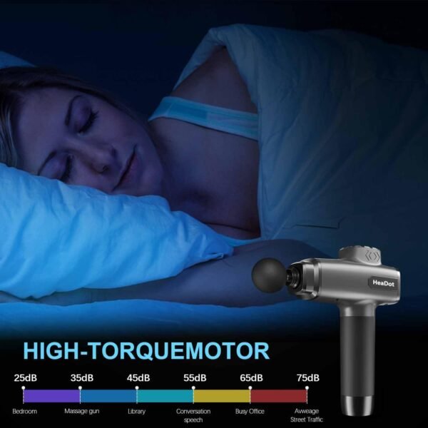 HeaDot Deep Tissue Muscle Therapy Gun for Athletes, Percussion Body Muscle Massager with 30 Speeds,6 Types of Massage Heads, Handheld Massager for Shoulder Neck Back Pain Relief (Carbon) - Image 7