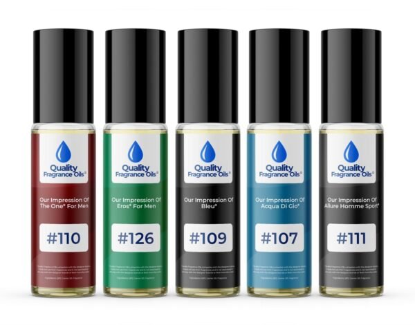 Men's Top 5 Cologne Impressions (Generic Versions of Designer Fragrance) Sampler Gift Set of 5 10.35ml Roll-ons - Image 2