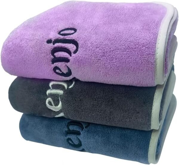 Soft Outdoors Workout Towels. 3/Pack Durable Microfiber Sweat Absorbing Gym Towel. Great for Fitness, Yoga and Even Around The House. Blue/Light Purple/Gray - Image 2