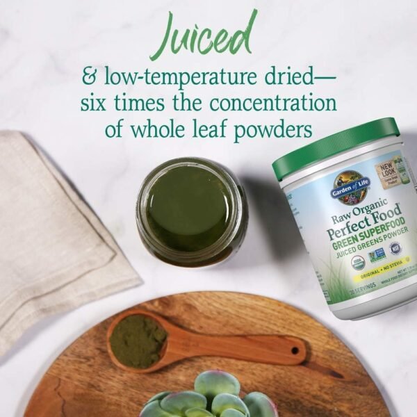Garden of Life Raw Organic Perfect Food Green Superfood Juiced Greens Powder - Original Stevia-Free, 30 Servings, Non-GMO, Gluten Free Whole Food Dietary Supplement, Alkalize, Detoxify, Energize - Image 4