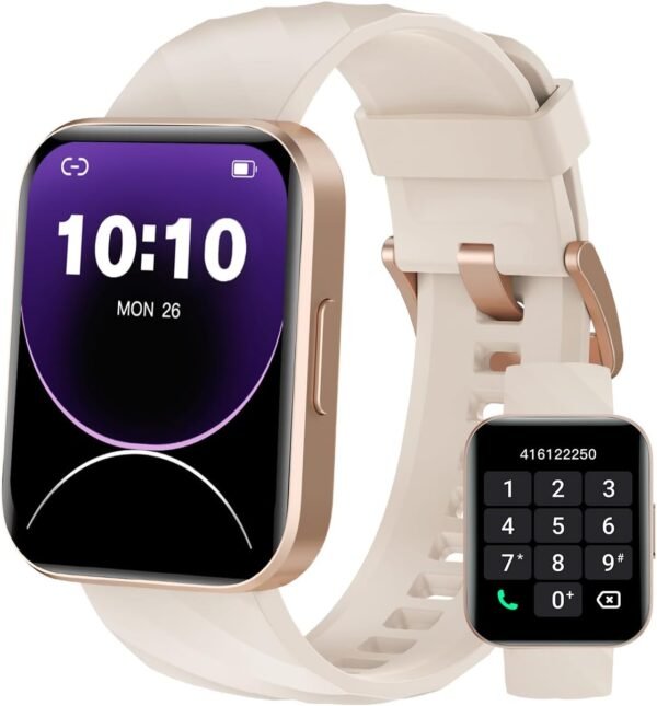 Smart Watch (Answer/Make Calls), 1.85" Smart Watches for Men Women Digital Watch Fitness Tracker with 100+ Sport Modes Heart Rate Monitor Watch for iOS Android Phones Waterproof Milky White - Image 2