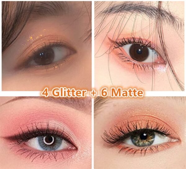 Go Ho 10 Colors Eyeshadow Palette,Matte&Glitter&Shimmer Eyeshadow Korean Makeup,Long Lasting Blendable Shades,Naturing-Looking,Waterproof Cool Eye Shadow Makeup Palette,01 - Image 6