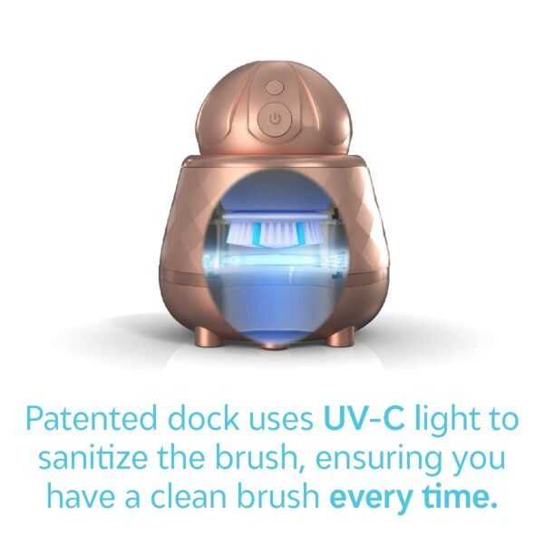TAO Clean Ona Diamond Orbital Facial Brush and Cleansing Station, Electric Face Cleansing Brush with Ergonomic Handle, Dual Speed Settings, Rose Gold - Image 4