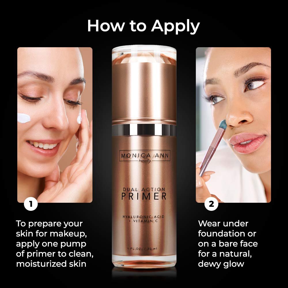 Dual-Action Face Primer - 30 mL | Hydrating Makeup Primer With Vitamin C & Hyaluronic Acid | Smoothing Translucent Matte Pore Minimizer | Foundation Primer For Any Skin Tone - Image 4