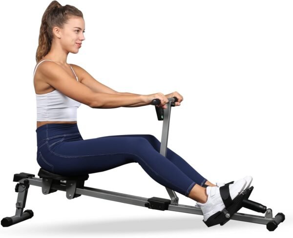 YSSOA Rowing Machine Rower Ergometer, with 12 Levels of Adjustable Resistance, Digital Monitor and 260 lbs of Maximum Load Black - Image 2