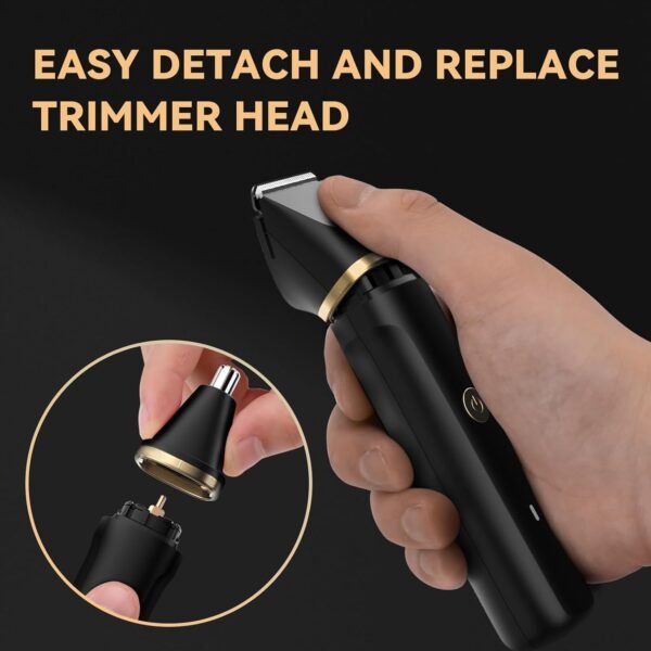 Body Hair Trimmer for Men - Manscape Pubic Groin and Ball Hair Shaver with Replaceable Ceramic Blade, Type-C Rechargeable Dock & Nose Hair Trimmer Head, Waterproof Electric Razor for Men Body Groomer - Image 4