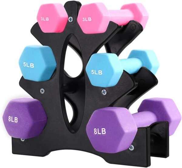 1 Pack Dumbbell Rack Stand-3 Tier Weight Rack for Dumbbells,Plastic Dumbbell Stand A Frame Triangle Small Weight Storage Shelves,Holds 1-32 LBs (Without Dumbbells) - Image 2