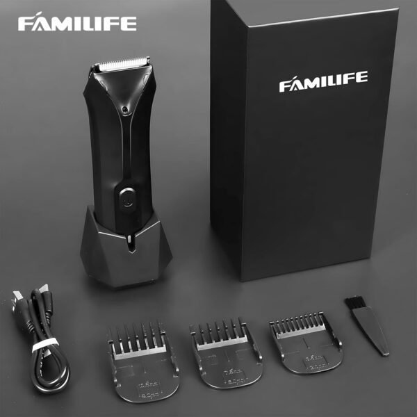 FAMILIFE Body Trimmer for Men, Ball Trimmer Men, Electric Groin & Pubic Hair Trimmers, Replaceable Ceramic Blade Heads, Waterproof Wet/Dry Use, Standing Recharge Dock, 90 Minutes Usage - Image 3