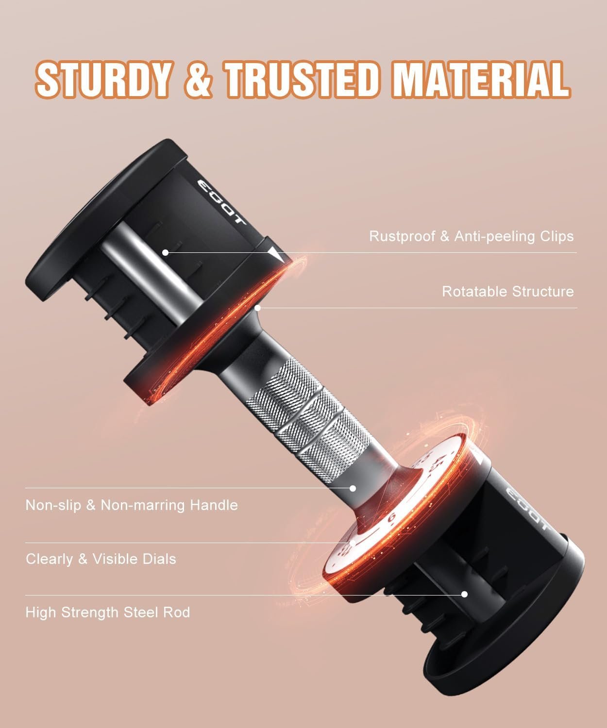 Adjustable Dumbbells Set of 2, 12.5LB/22.5LB 5 in 1 Free Adjustable Dumbbell Set with Anti-Slip Handle & Rainbow-colored Weight Plates for Home Gym, Weight Set for Women Men - Image 5