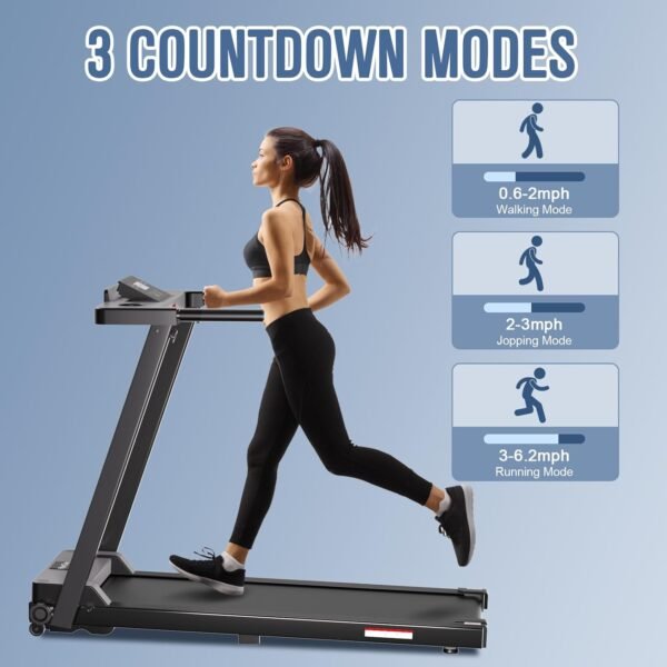 Portable Foldable 3.0 HP Small Treadmills for Home Office with 300 LBS Capacity, Folding Running Walking Compact Treadmill with Handle Bar and LED Display - Image 8