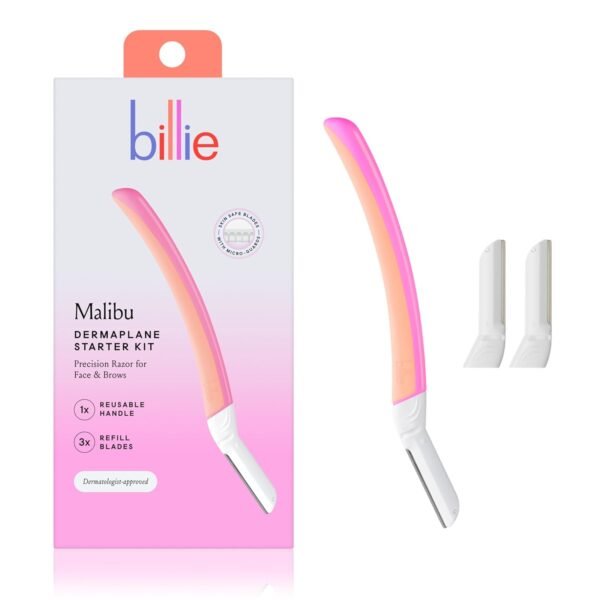 Billie Dermaplane Starter Kit + Travel Case for 5-Blade Razor - Reusable Handle + 3 Refill Blades Remove Facial Hair Shape Brows + Portable Magnetic Storage - Image 3