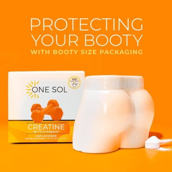 One Sol Creatine for Women Booty Gain, All Natural Women's Creatine Powder with Creapure, Increase Lean Muscle Mass, Reduce Recovery Time, Promotes Brain & Bone Health (Unflavored, 100 Servings) - Image 5