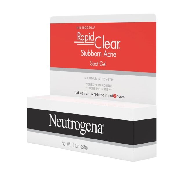 Neutrogena Rapid Clear Stubborn Acne Spot Treatment Gel with Maximum Strength 10% Benzoyl Peroxide Acne Treatment Medication, Pimple Cream for Acne Prone Skin Care, 1 oz - Image 12