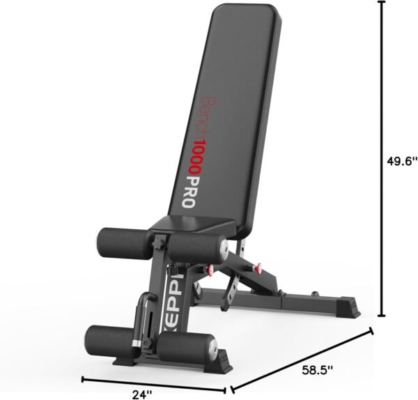 Keppi 1200LB Weight Bench, Heavy Duty Bench1000 PRO Adjustable Workout Bench Press Set for Home Gym Strength Training, Removable Foot Catch for Incline Flat Decline Sit Up Bench for Full Body Fitness - Image 10