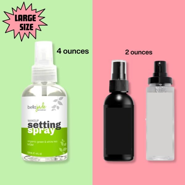 Makeup Setting Spray for Face - Long Lasting Mist: Hydrating Dewey Finishing + Organic Green Tea & MSM - All Skin Types - Large 4 oz Bottle - Image 3